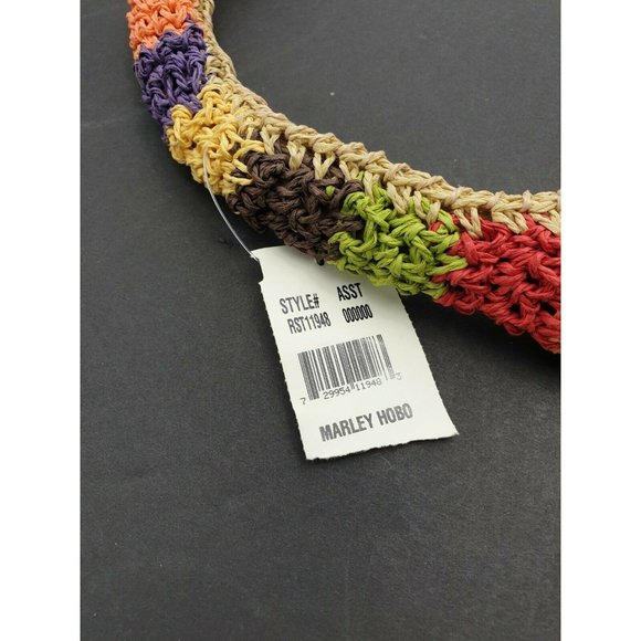 Rampage Raffia Straw Purse Multicolor Hobo Bag Tote Handbag - Picture 3 of 7